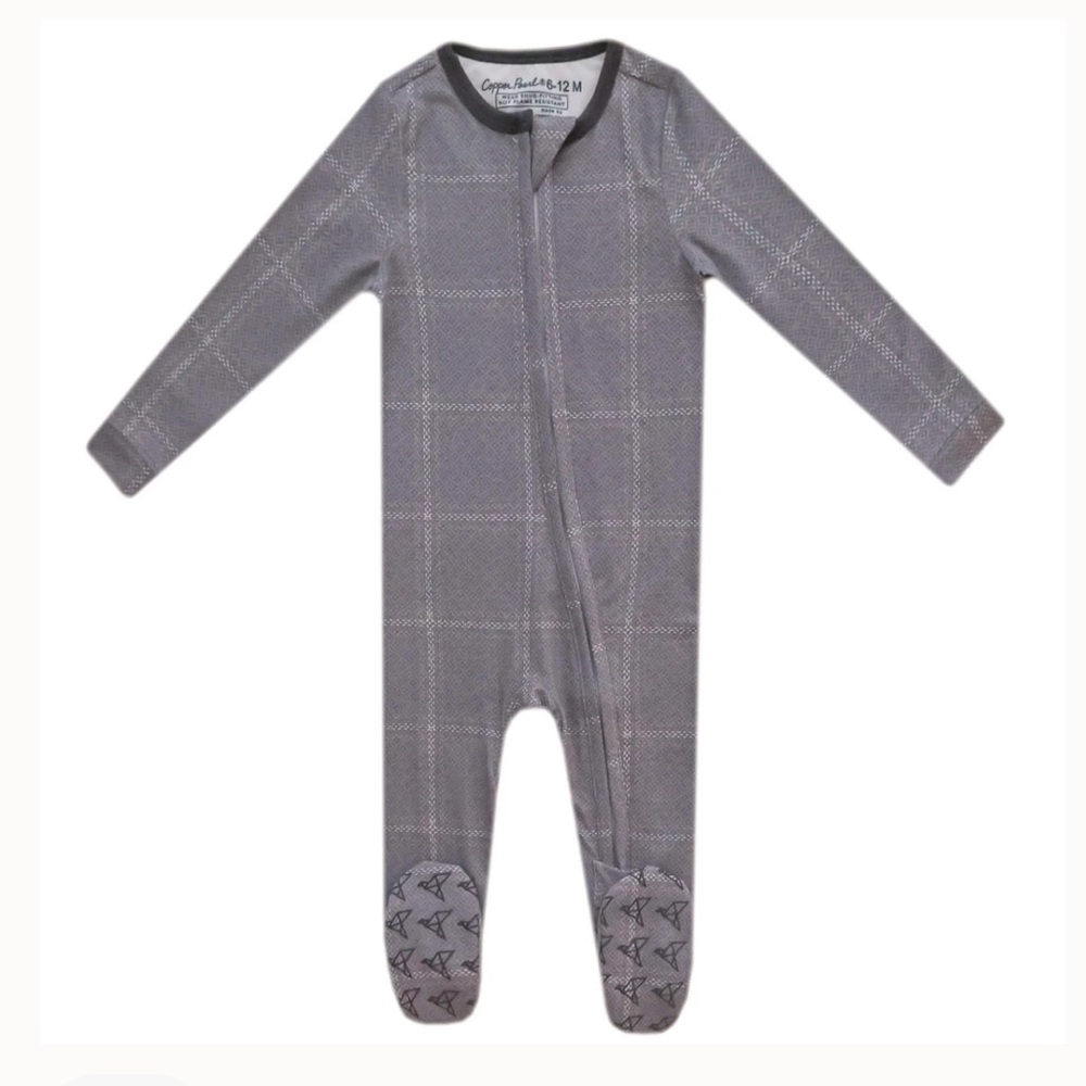 Copper Pearl Zip-up Footie Pajama